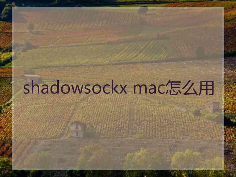 shadowsockx mac怎么用