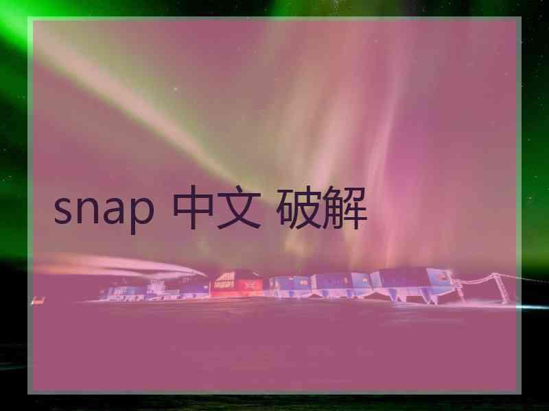 snap 中文 破解